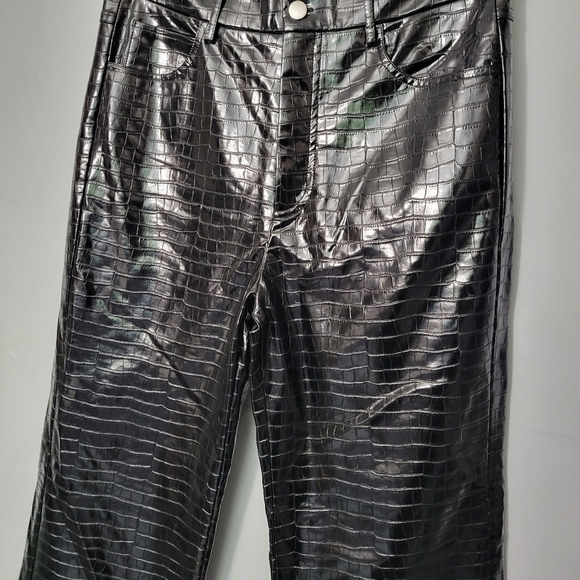 Rotate Birger Christensen Black Croc Embossed Straight Leg Rotie Pants NWT - Picture 3 of 14